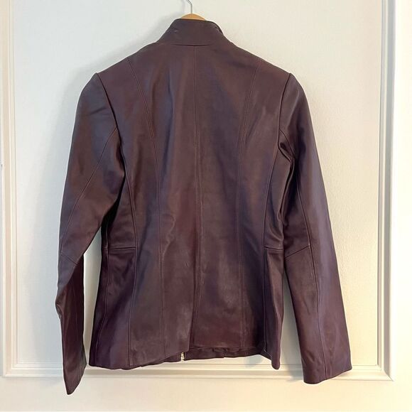 Cole Haan Wing Collar Lambskin Leather Jacket, in Chianti Womens Size XS, NWT - Picture 7 of 12